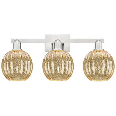 Innovations Lighting Preston 26"w 3 Light Satin Nickel Bath Light W/ Mercury Globe Shade