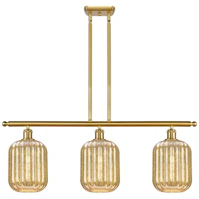Innovations Lighting Preston 36" Wide 3-light Satin Gold Island Light With Mercury Shade