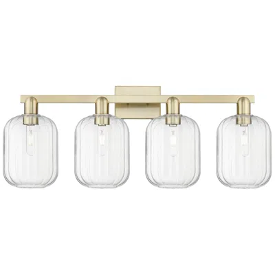 Innovations Lighting Preston 36"w 4 Light Antique Brass Bath Light With Clear Jar Shade