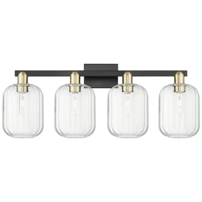 Innovations Lighting Preston 36"w 4 Light Black Brass Bath Light With Clear Jar Shade