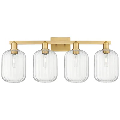 Innovations Lighting Preston 36"w 4 Light Brushed Brass Bath Light With Clear Jar Shade