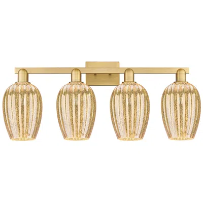 Innovations Lighting Preston 36"w 4 Light Brushed Brass Bath Light With Mercury Flute Shade