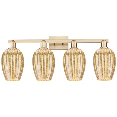 Innovations Lighting Preston 36"w 4 Light Champagne Bath Light With Mercury Flute Shade