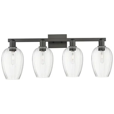 Innovations Lighting Preston 36"w 4 Light Matte Black Bath Light With Flute Clear Shade