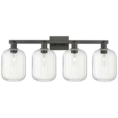 Innovations Lighting Preston 36"w 4 Light Matte Black Bath Vanity Light With Clear Jar Shade