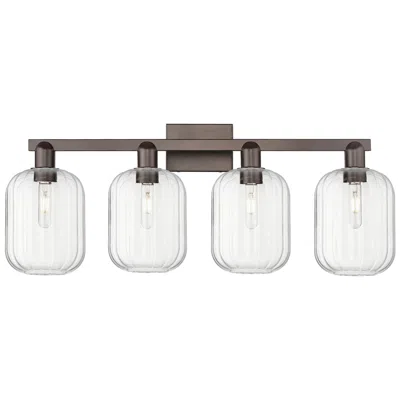 Innovations Lighting Preston 36"w 4 Light Oil Rubbed Bronze Bath Light W/ Jar Clear Shade In Brown