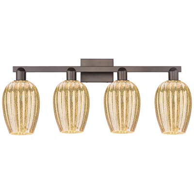 Innovations Lighting Preston 36"w 4 Light Oiled Bronze Bath Light W/ Flute Mercury Shade