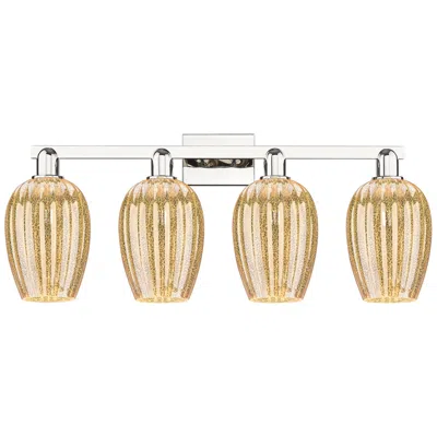 Innovations Lighting Preston 36"w 4 Light Polished Nickel Bath Light W/ Mercury Flute Shade In Gold