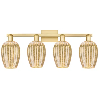 Innovations Lighting Preston 36"w 4 Light Satin Gold Bath Light With Mercury Flute Shade