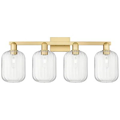 Innovations Lighting Preston 36"w 4 Light Satin Gold Bath Vanity Light With Clear Jar Shade