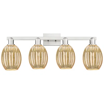 Innovations Lighting Preston 36"w 4 Light Satin Nickel Bath Light W/ Bell Mercury Shade In Gold