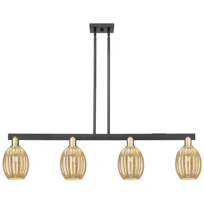 Innovations Lighting Preston 48"w 4 Light Black Brass Stem Island Light W/ Bell Mecury Shade