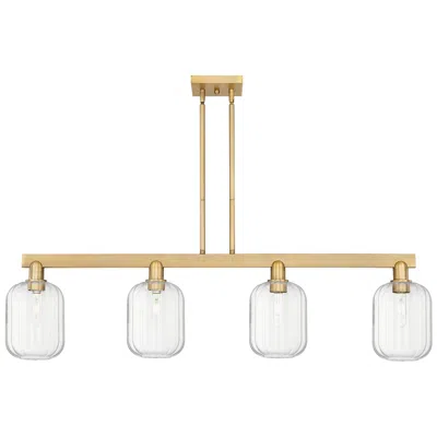 Innovations Lighting Preston 48"w 4 Light Brushed Brass Stem Island Light W/ Clear Jar Shade In Gold