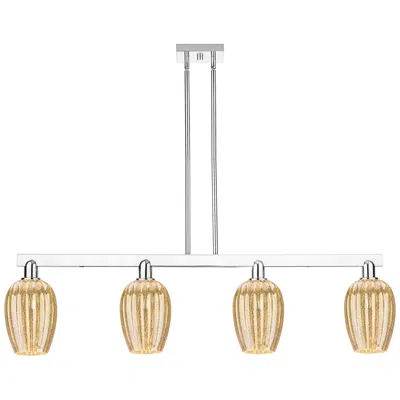 Innovations Lighting Preston 48"w 4 Light Chrome Stem Island Light With Flute Mercury Shade