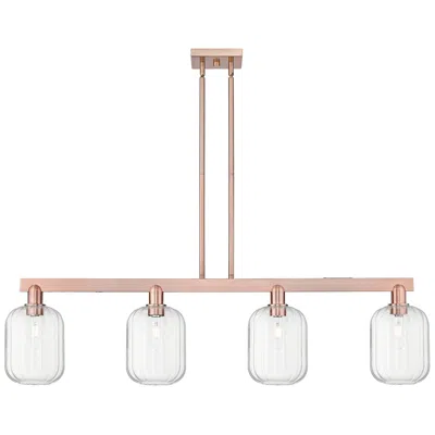 Innovations Lighting Preston 48"w 4 Light Copper Stem Island Light With Clear Jar Shade