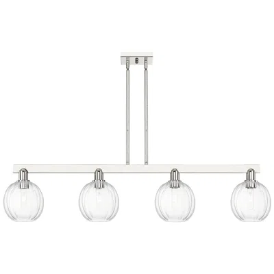 Innovations Lighting Preston 48"w 4 Light Nickel Stem Island Light W/ Clear Globe Shade