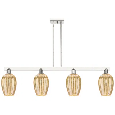 Innovations Lighting Preston 48"w 4 Light Nickel Stem Island Light W/ Flute Mercury Shade