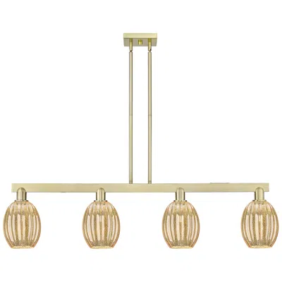 Innovations Lighting Preston 48"w 4-lt Antique Brass Stem Island-lt W/ Bell Mercury Shade In Gold