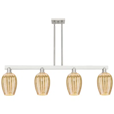 Innovations Lighting Preston 48"w 4-lt Satin Nickel Stem Island-lt W/ Flute Mercury Shade