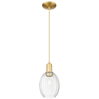 Innovations Lighting Preston 6" Wide Satin Gold Cord Hung Mini Pendant With Bell Clear Shade