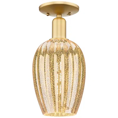 Innovations Lighting Preston 6" Wide Satin Gold Semi-flush Mount With Mercury Flute Shade