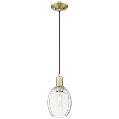 Innovations Lighting Preston 6"w Antique Brass Cord Hung Mini Pendant With Bell Clear Shade