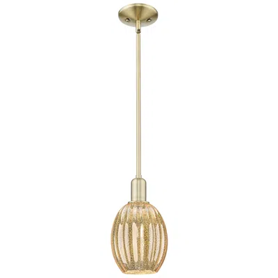 Innovations Lighting Preston 6"w Antique Brass Stem Hung Mini Pendant With Bell Mecury Shade