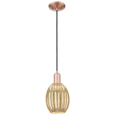 Innovations Lighting Preston 6"w Antique Copper Cord Mini Pendant With Bell Mecury Shade