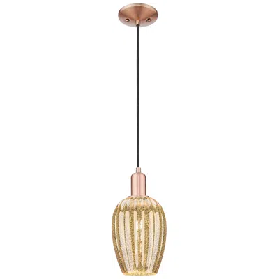 Innovations Lighting Preston 6"w Antique Copper Cord Mini Pendant With Flute Mercury Shade