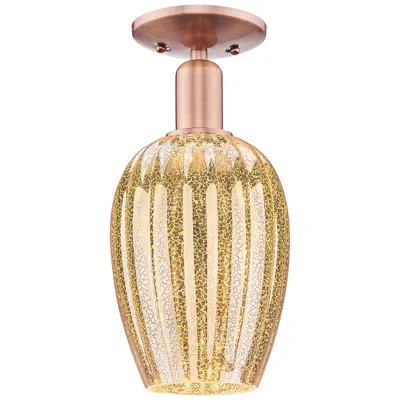 Innovations Lighting Preston 6"w Antique Copper Semi-flush Mount With Mercury Flute Shade In Gold