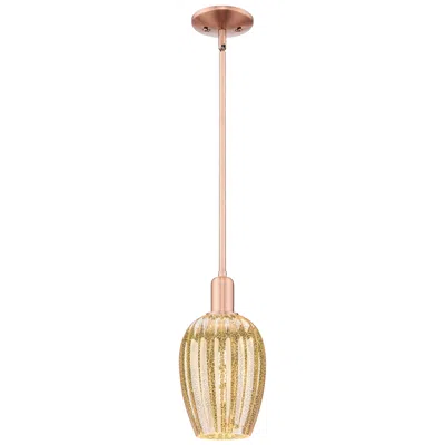 Innovations Lighting Preston 6"w Antique Copper Stem Mini Pendant With Flute Mercury Shade