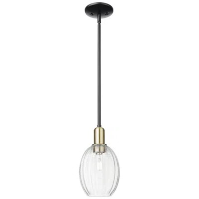 Innovations Lighting Preston 6"w Black Antique Brass Stem Mini Pendant With Bell Clear Shade