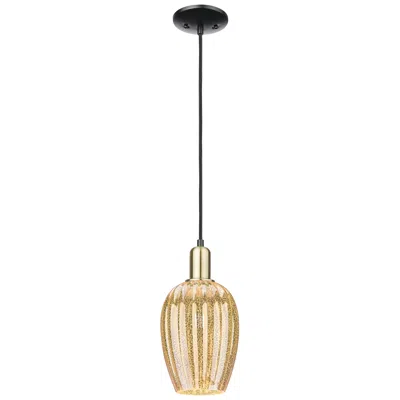 Innovations Lighting Preston 6"w Black Brass Cord Mini Pendant With Flute Mercury Shade
