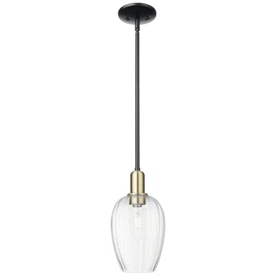 Innovations Lighting Preston 6"w Black Brass Stem Mini Pendant With Flute Clear Shade
