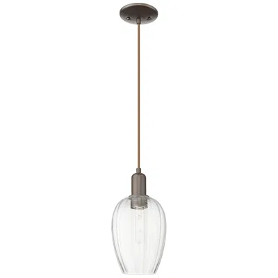 Innovations Lighting Preston 6"w Oil Rubbed Bronze Cord Mini Pendant With Flute Clear Shade In Multi