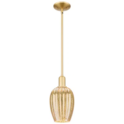 Innovations Lighting Preston 6"w Satin Gold Stem Hung Mini Pendant With Flute Mercury Shade