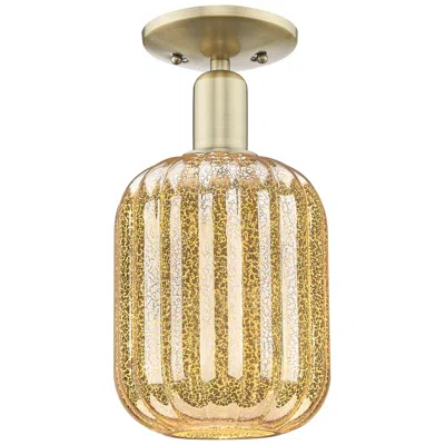 Innovations Lighting Preston 7" Wide Antique Brass Semi-flush Mount With Mercury Jar Shade