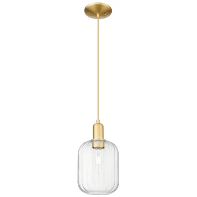 Innovations Lighting Preston 7" Wide Satin Gold Cord Hung Mini Pendant With Clear Jar Shade