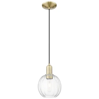 Innovations Lighting Preston 7"w Antique Brass Cord Hung Mini Pendant With Clear Globe Shade