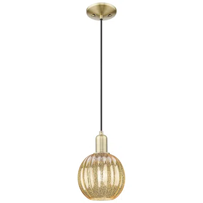 Innovations Lighting Preston 7"w Antique Brass Cord Mini Pendant With Mercury Globe Shade