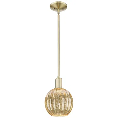Innovations Lighting Preston 7"w Antique Brass Stem Mini Pendant With Mercury Globe Shade