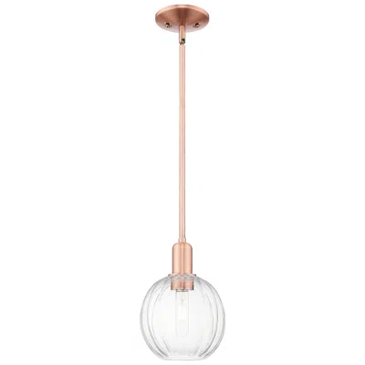 Innovations Lighting Preston 7"w Antique Copper Stem Mini Pendant With Clear Globe Shade