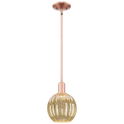 Innovations Lighting Preston 7"w Antique Copper Stem Mini Pendant With Mercury Globe Shade