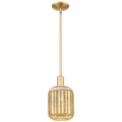 Innovations Lighting Preston 7"w Satin Gold Stem Hung Mini Pendant With Mercury Jar Shade
