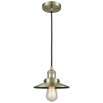 Innovations Lighting Railroad 8" Antique Brass Cord Hung Mini Pendant
