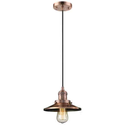 Innovations Lighting Railroad 8" Led Mini Pendant - Antique Copper - Antique Copper Shade