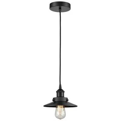 Innovations Lighting Railroad 8"w Matte Black Corded Mini Pendant W/ Matte Black Shade