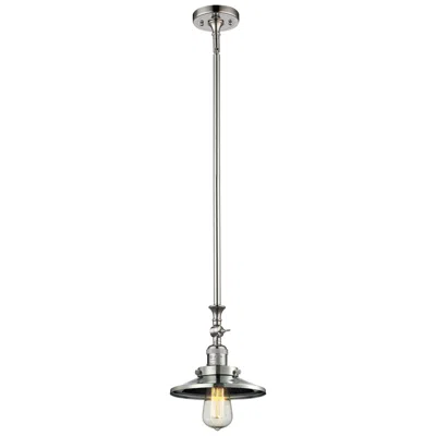 Innovations Lighting Railroad 8"w Polished Nickel Stem Hung Mini Pendant W/ Nickel Shade