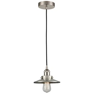 Innovations Lighting Railroad 8"w Satin Nickel Corded Mini Pendant W/ Satin Nickel Shade