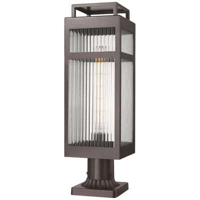 Innovations Lighting Ridgeway 7" Bronze Outdoor Lantern Post Light With Striped Clear Glass